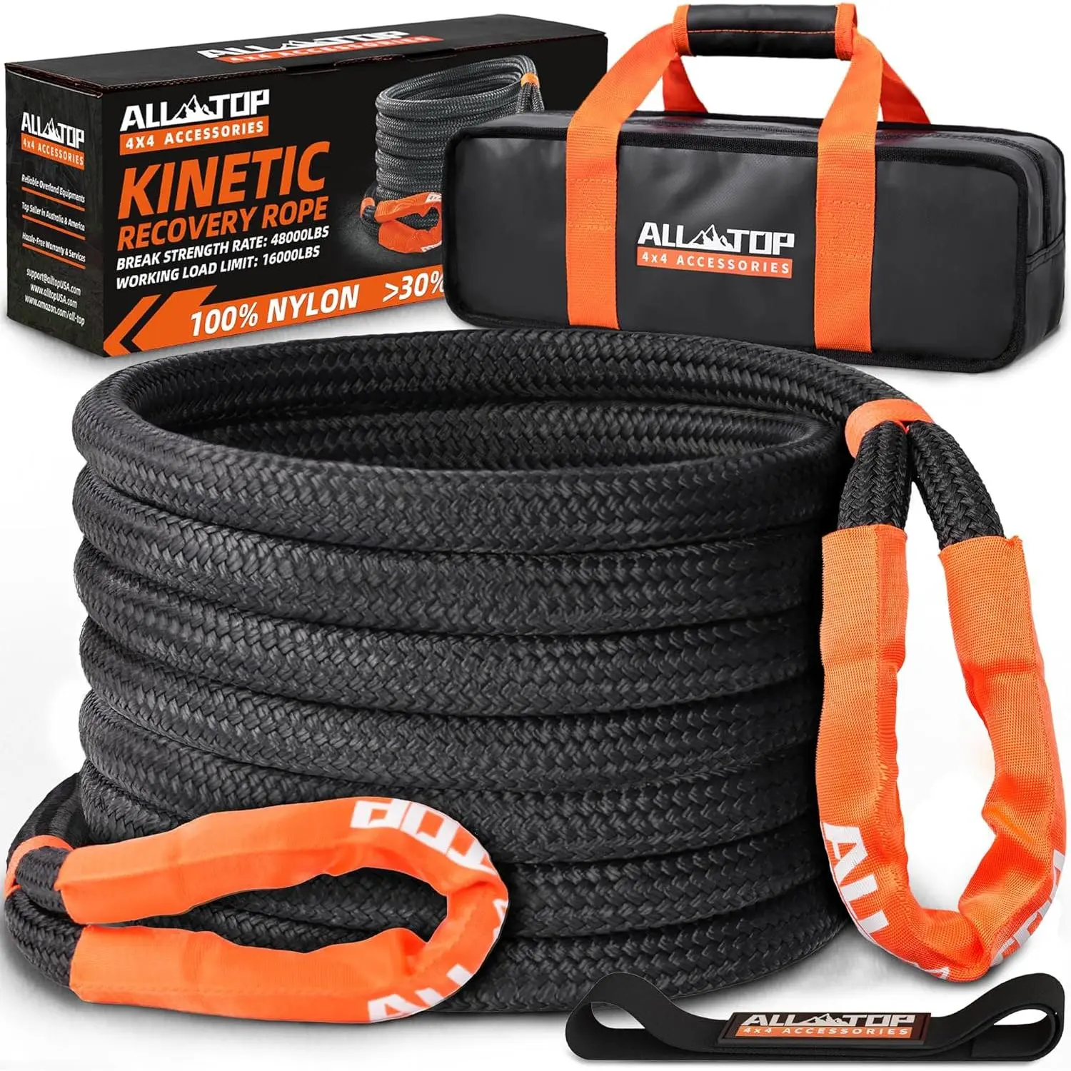 Kinetic Recovery Rope - 1in x 20ft - 48,000 Lbs - Black Kinetic Recovery Rope - 1in x 20ft - 48,000 Lbs - Black
