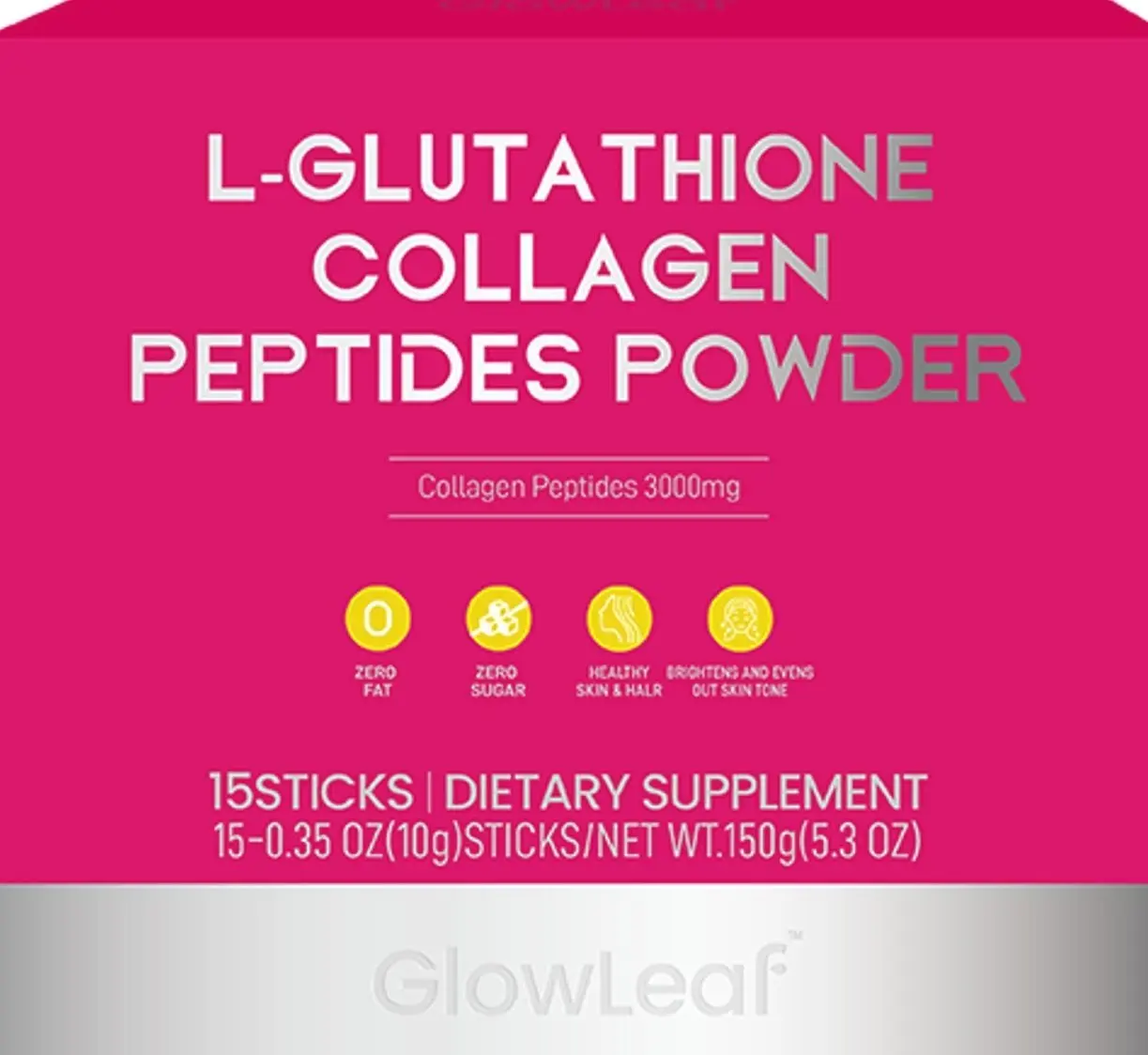 L Glutathione Collagen Peptides Powder Drink Mix 15 Stick Packs 150g