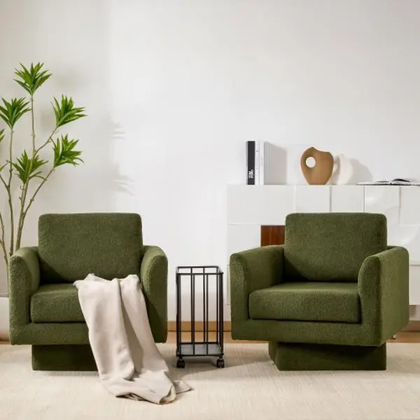 360° Modern Swivel Accent Chairs,30" W Teddy Sherpa Round Armchair,Thick Padded Lounge Sofa,Upholstered Comfy Barrel Chair,Reading Club Chair for Living Room,Nursery,Bedroom,4 Colors