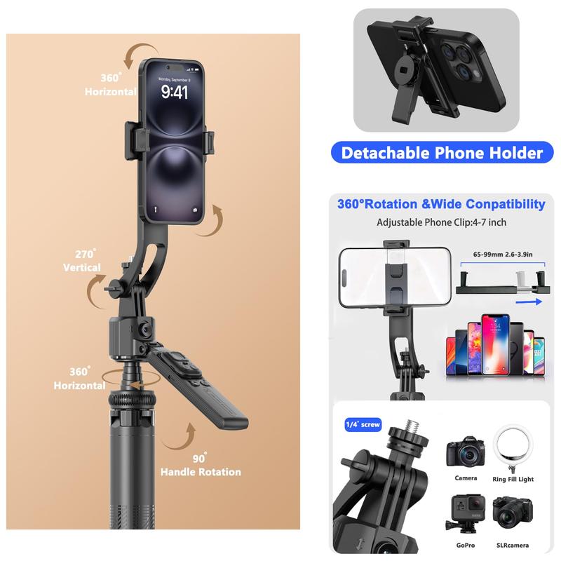Auto Face Tracking Tripod for iPhone with Light 70.9” Selfie Stick Tripod Stand Follows Your Movement 360°Phone Camera Tripod with Wireless Remote for Content Creator Vlog Live Stream Video Recording