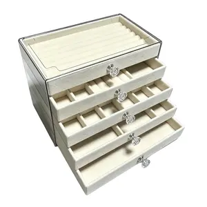 5-Layer Velvet Jewelry Organizer Drawer Type, Clear Acrylic Jewelry Storage Box with Ring Slot & Necklace Holder, Earring Display Case bedroom Holographic Self-Sealing Bags prom bouquet