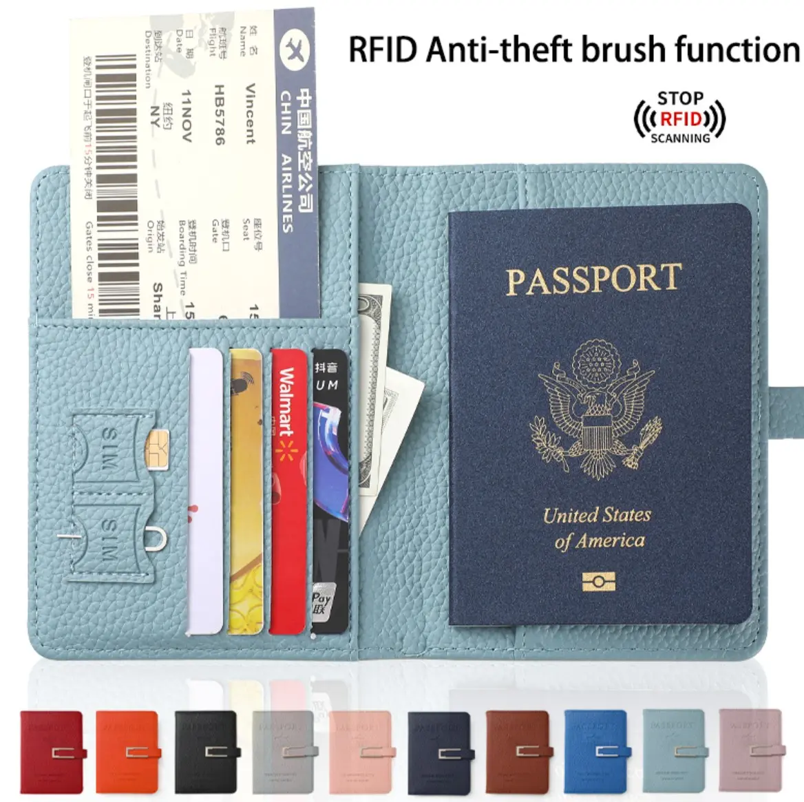 Passport Holder Cover Wallet Travel Essentials RFID Blocking Leather Card Case Passport Clip for Women Men