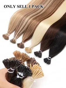 30g Micro Ring I Tip Human Hair Extensions 12-22 inches Long Straight Micro Link Hair Extension Cold Fusion Salon Hair 50pcs/pack