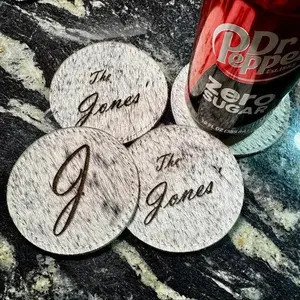 Luxury Leather & Hair-On-Hide Personalized Coasters