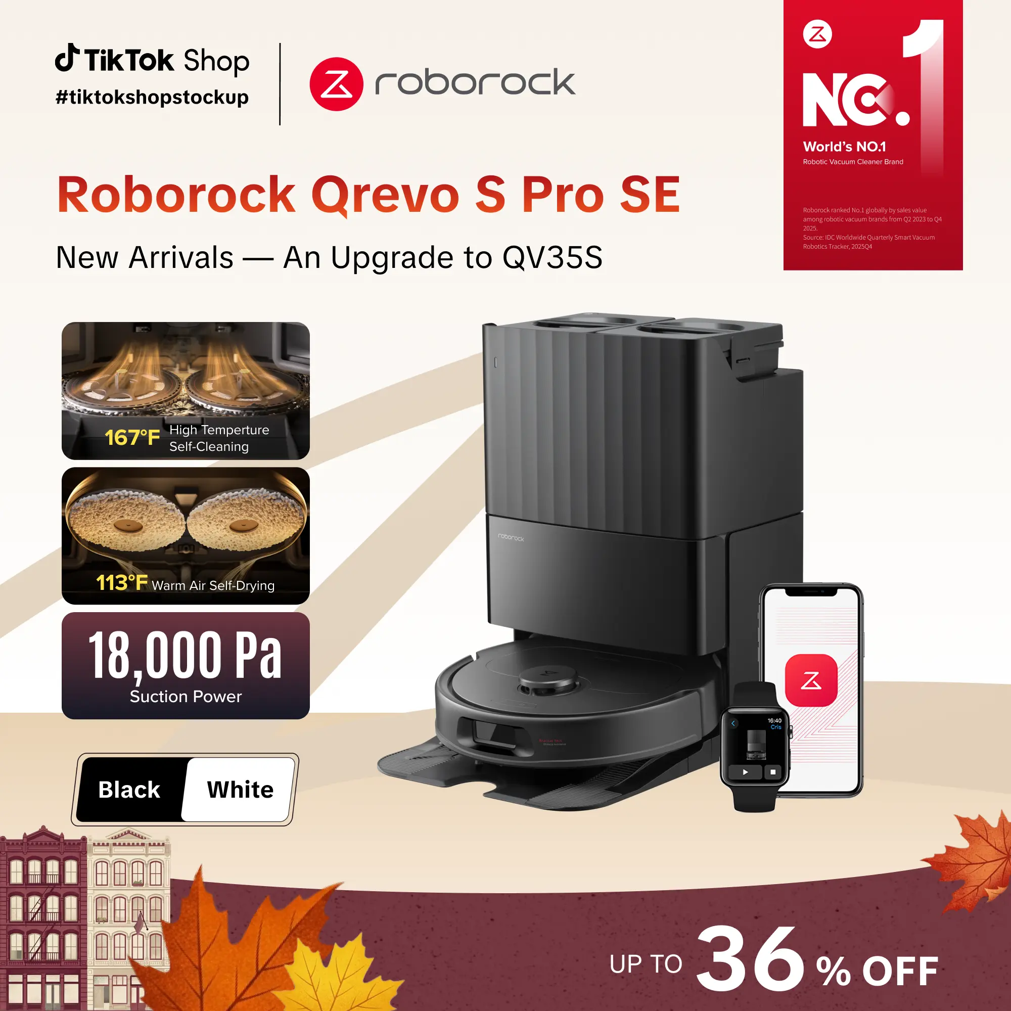 Roborock Qrevo Series Robot Vacuum and Mop, strong suction power, Self-Drying, Auto Mop Washing, Self-Emptying & Refilling, 10mm Mop Lifting, Smart Obstacle Avoidance  #TikTokShopBackToSchool #roborocknewarrives