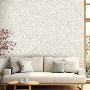 Wallpaper Roll 44.5x100cm Waterproof Removable, Winter Home Decor Leaf Plant Pattern, Self-Adhesive PVC Wallpaper for Bedroom Living Room Kitchen