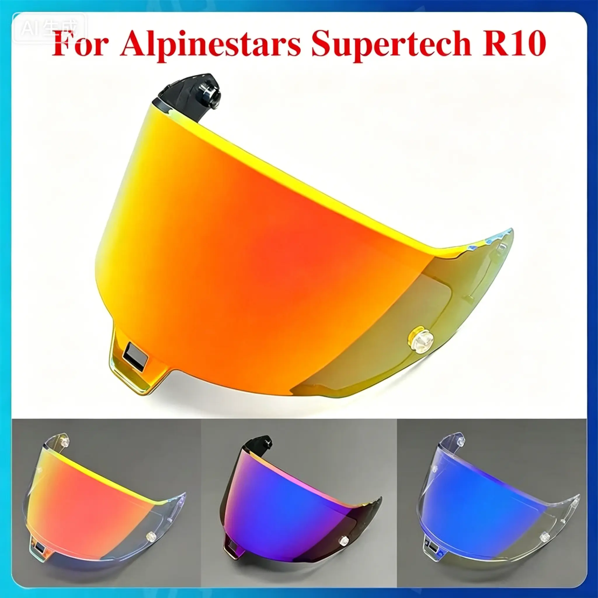 1pcs Polycarbonate Motorcycle Helmet Lens - Safety Replacement Visor for Alpinestars Supertech R10, SR10 Motorcycle Protective Gear Accessories (Tea Revo Red, PC Material)