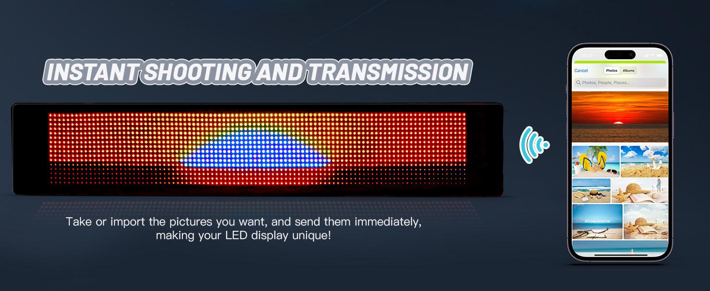 Programmable LED Car Sign, Flexible RGB Matrix Panel with Bluetooth App & Remote, Scrolling Custom Text Animations for Car Window, Store, Bar, Party Programmable LED Car Sign, Flexible RGB Matrix Panel with Bluetooth App & Remote, Scrolling Custom Text Animations for Car Window, Store, Bar, Party