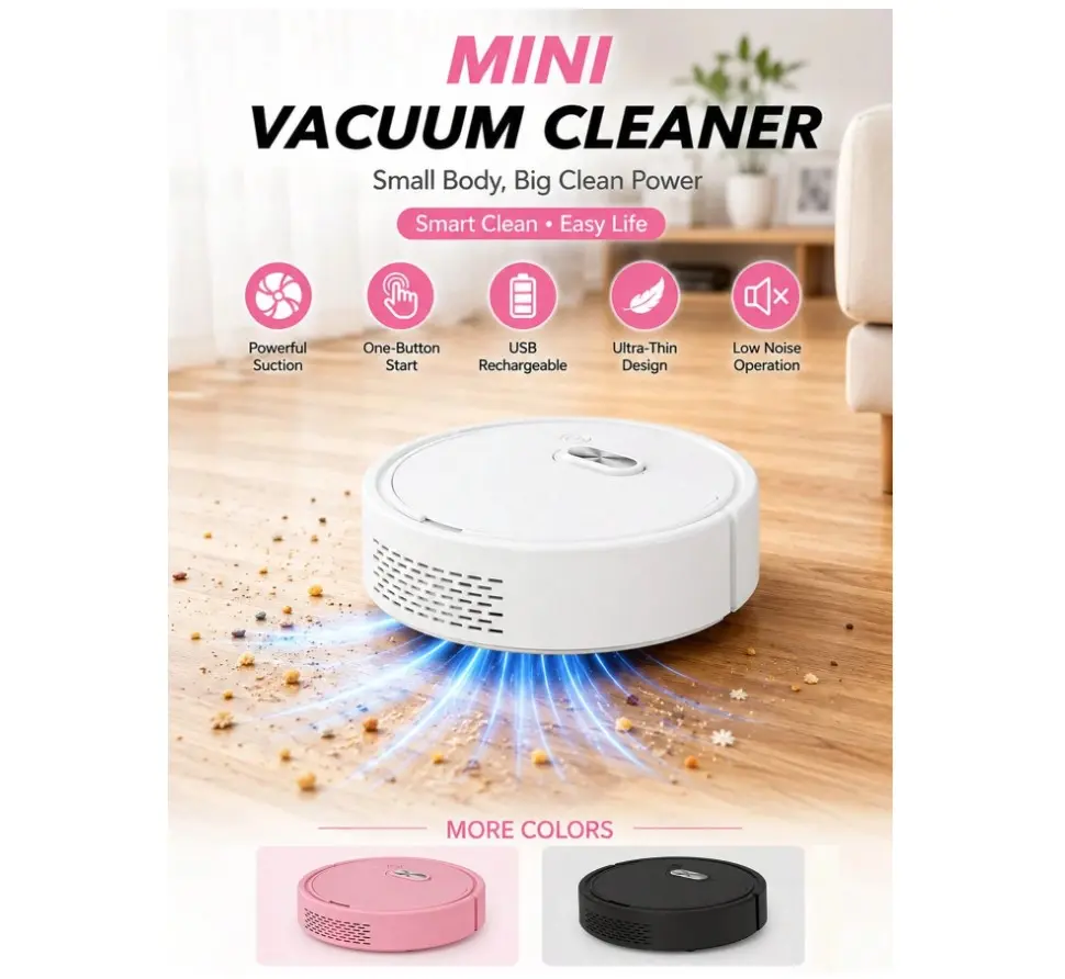 Mini Robot Vacuum Cleaner, Automatic Sweeping And Vacuuming Cleaning Machine, USB Rechargeable Floor Cleaning Robot, Suitable For Wooden Floors, Hard Surfaces And Daily Cleaning, Ideal For Pet Hair And Home Dust Removal