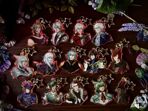 FFXIV Final Fantasy 14 Holographic Acrylic Charm Keychains -Graha Alphinaud Alisaie Thancred Emet Urianger Vtra Zero Haurchefant Aymeric Estinien Koana Yshtola Erenville
