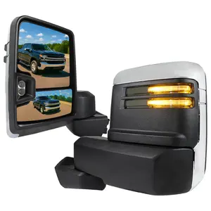 2019-2025 Silverado 1500 Power Adjustable, Heated, & Manual Extendable Chrome Towing Mirrors w/ Smoked Lens LED Turn Signal & Clearance Lights