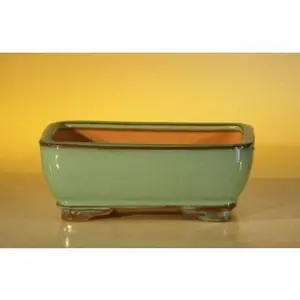 212 MAIN Rectangular Bonsai Pot - Green Ceramic, 6.125x5x2.125 in (L150), for Home Improvement and Garden Supplies