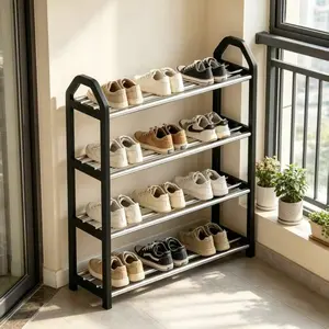 4-Tier White Shoe Rack, Heavy-Duty Metal Shoe Organizer With Sturdy Frame, Slim Space-Saving Shoe Shelf For Small Spaces, Quick Assembly Shoe Stand For Entryway, Closet, Hallway, Dorm & Bedroom, Durable Home Shoe Storage