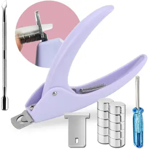 Acrylic Nail Clippers with Magnets Sizers for Acrylic Nails Fake Nail Cutter Trimmer for Artificial Fake False Tips Manicure Sharp Blade Clip Tool with Cuticle Pusher for Salon Beauty Gel Plastic