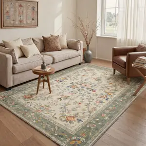 【Deals For You Days】GENIMO Home Rug – Soft, Non-Slip, Pet Friendly, Machine Washable Area Rug, Floor Carpet Perfect for Living Room, Bedroom, Kitchen, Hallway, Stylish Home Decor ,ARF3247-OCHRE BLOOM