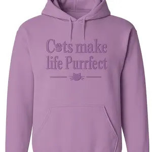 Cats Make Life Purrfect Embroidered Hoodies NO PERSONALIZATION.