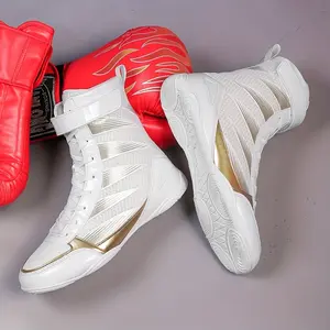 [Trendy Classic Wrestling Sneakers] Men'S High-Top Boxing Shoes Martial Arts Training Lace-Up Wrestling Sneakers - Trendy Classic All-Season Indoor Training Footwear with Microfiber Upper, Durable Rubber Sole, Abrasion Resistant, Universal