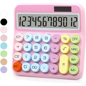 L-KBB007  Pink Calculator, Standard Calculator 12 Digit with Large LCD Display and Big Buttons,Pink Office Accessories for Women Desk,Cute Calculator for Office,School, Home,Business(Colorful Pink)