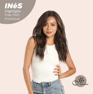 JBEXTENSION 22 Inches Peach Blonde Body Wave Free Part Frontlae Wig INES