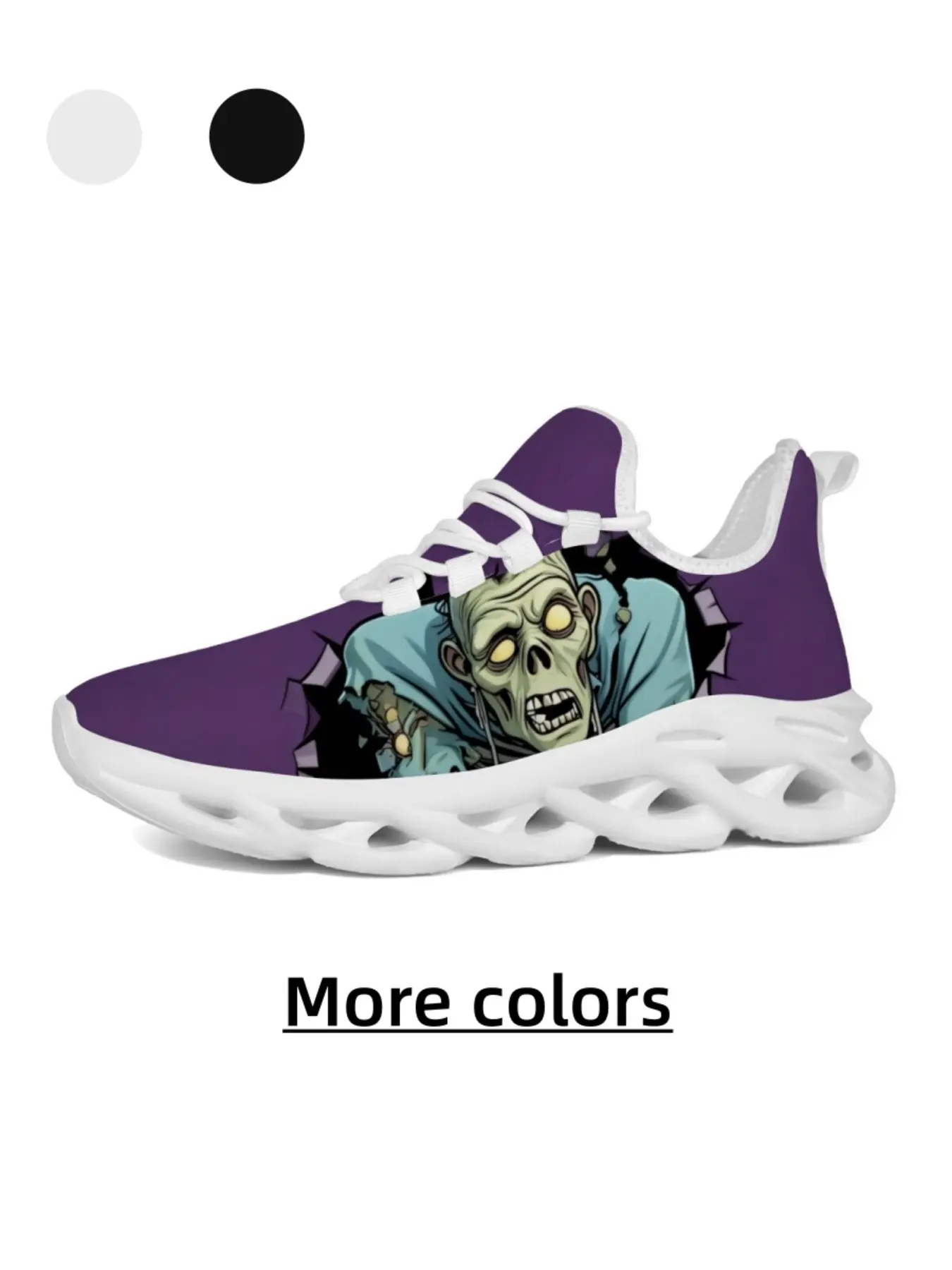 Trendy Cool Purple Zombie Style - Unisex Cartoon Purple Base Zombie Print Thick Sole Sneakers, Personalized Trendy Wear, Breathable & Non-Slip, Versatile for Daily Casual Wear