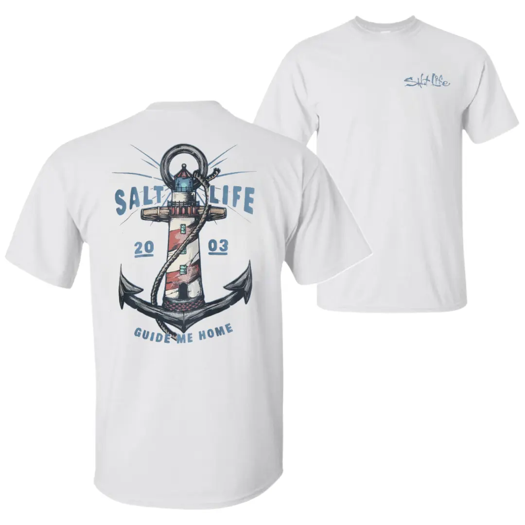 Salt Life Guide Me Home T-Shirt, Coastal Nautical Graphic Tee, Soft Cotton Blend Ocean Apparel, Saltwater Lifestyle Shirt for Men & Women, Seaside Gift