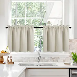 Deconovo Room Darkening Curtains Solid Color Blackout Café Panels Rod Pocket Top for Kitchen Window Decor