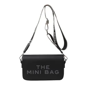 Women's Casual Handbag, Designer Inspired PU Leather Tote with "THE MINI BAG" Print, Detachable & Adjustable Crossbody Strap, Casual Shoulder Bag, Designer Inspired Bags