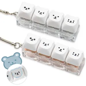 2Pcs White Bear Keyboard Clicker Fidget for Adults, Silent & Loud Clicker Keyboard Fidget Keychain, Cute Stress Relief Fidget Keyboard for Anxiety Decompression