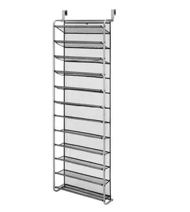 Mainstays 12-Tier Over The Door Shoe Rack, Metal, Gray