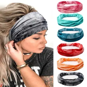 Women's African Style Wide Knotted Headband, Dye Hair Knot Design, Soft Elastic Fabric, Non-Slip, 6 Vibrant Colors, Perfect for Workout, Exercise & Yoga, Training Headband