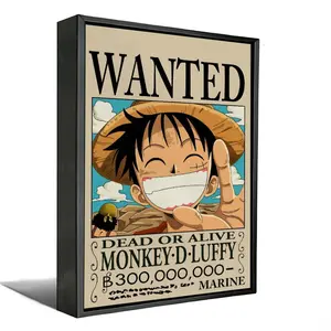 Vintage Viral Monkey D Luffy 300M Bounty Wanted Canvas Print, One Piece Marine Dead Or Alive Anime Bounty Poster, Perfect Anime Fan Decor Gift For Bedroom Game Room Dorm