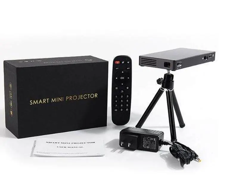 Smart Bluetooth WiFi Portable Rechargeable Mini Projector with Tripod