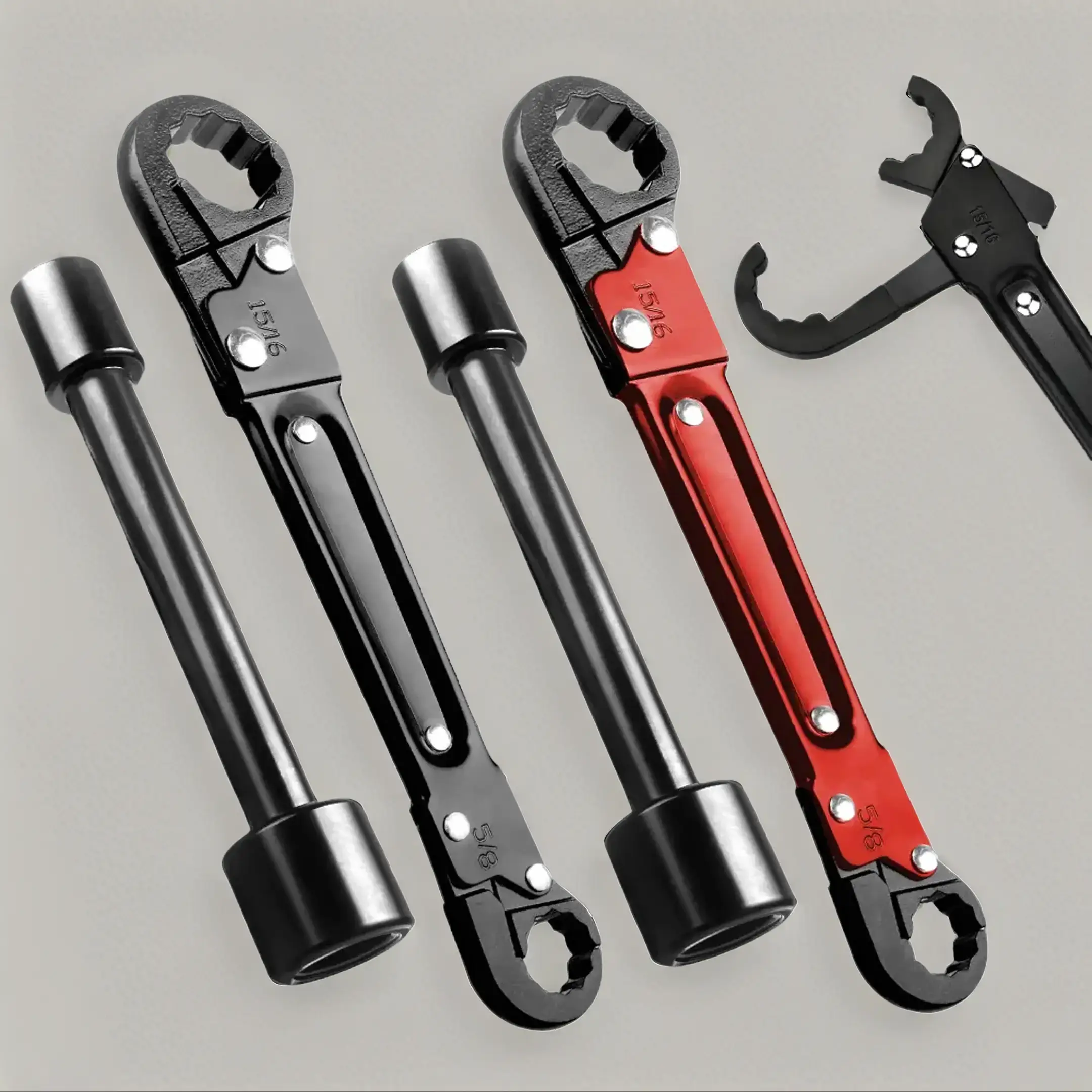 Double Ended Pipe Wrench Set, Plumbing Wrench, Adjustable Wrench, Professional Plumbing Tool Set for Easy Angle Stop and Supply Nut Installation