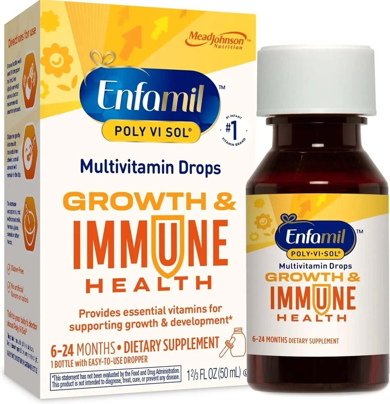 Enfamil Poly-Vi-Sol Liquid Multivitamin Supplement for Infants and Toddlers, 50 mL dropper bottle
