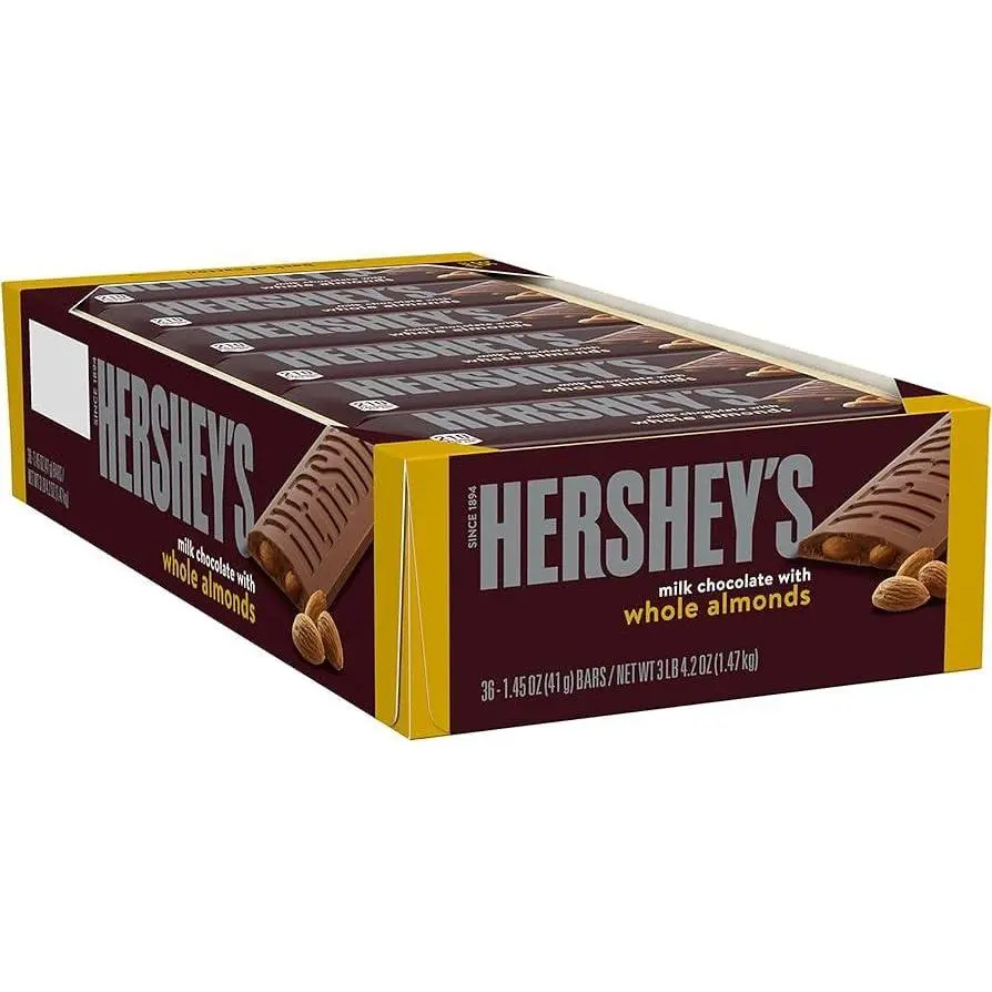 Hershey Milk Chocolate with Whole Almonds 36 Count 1.47kg Hershey Milk Chocolate with Whole Almonds 36 Count 1.47kg