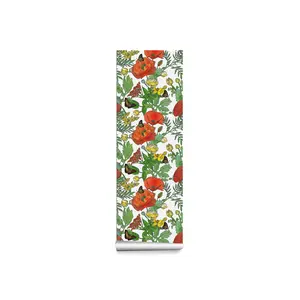 Self Adhesive Floral Wallpaper, Detachable Design, Scratch Resistant & Wear-Resistant, Ideal for Kitchen, Bathroom, Living Room Decor