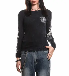 Affliction Women's Long Sleeve Thermal Shirt Simulation