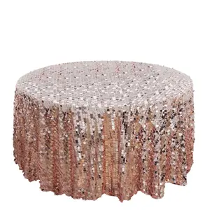 Sequin 120" Round Tablecloth Rose Gold - Seamless Big Payette Table Cover