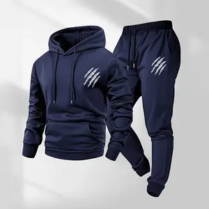 Men's Scratch Marks Patterned Hoodie And Drawstring Track Pants Set, Men's Casual Athletic Long-Sleeved Hooded Jacket And Pants, Suitable For Fall And Winter, Street Style Hoodie Set, Everyday Wear, Indoor And Outdoor Sportswear
