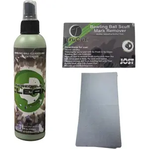 Incredible Clean Kit | Bowling Ball Cleaner and Life Extender |  Formula  | Includes 8 oz Bottle Plus a Trucut Scuff Mark Remover & 10 DurablenX Towels