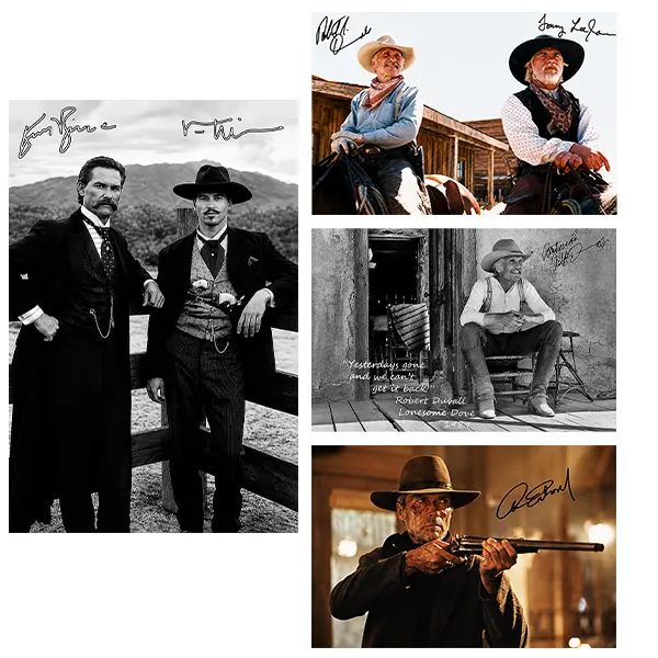 Cowboy Movie Vintage Canvas Wall Art Set Pack - Western Icons John Wayne, Clint Eastwood, Robert Duvall Posters, Rustic Home Decor for Living Room, Bedroom