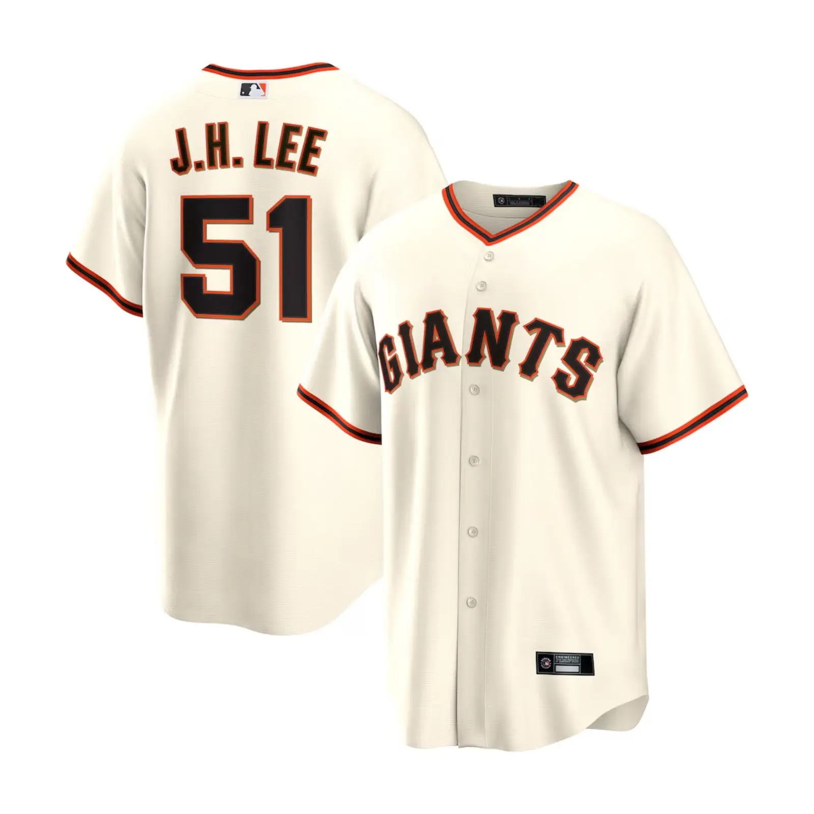 Men 51 JH Lee Printed Cream Baseball Jersey Men 51 JH Lee Printed Cream Baseball Jersey