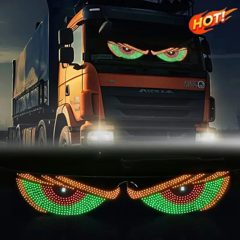 RGB Dynamic Demon Eye LED Pixel Panel Light (12cm w * 30cm h) - 5V USB Multi-Mode Universal Car Accessory for Dashboard, Truck Cab Windshield, Anime Halloween Decor, Gaming Setups, Vehicle Customization Display