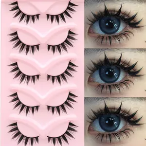 5 Pairs Natural Anime Style False Eyelashes, Root, Durable, Voluminous, Bright Eye Makeup Effect, Integrated False Lashes