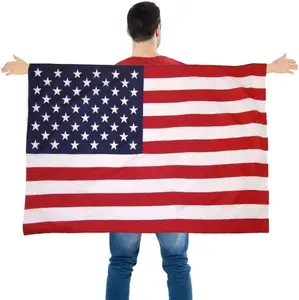FUTUREPLUSX American Flag Cape, Wearable USA Flag Costume Outfit with Sleeves Classic Flag, 2 Differents Wearing Methods