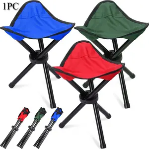 1 Portable Folding Camping Stool - Lightweight Foldable Chair, 3-Section Design, Sturdy Iron Alloy Frame and Comfortable Seat, Suitable for Hiking, Beach, Picnic, Outdoor, Gardening, Travel - Portable Folding Stool, Suitable for Adults, Camping Chair, Pic