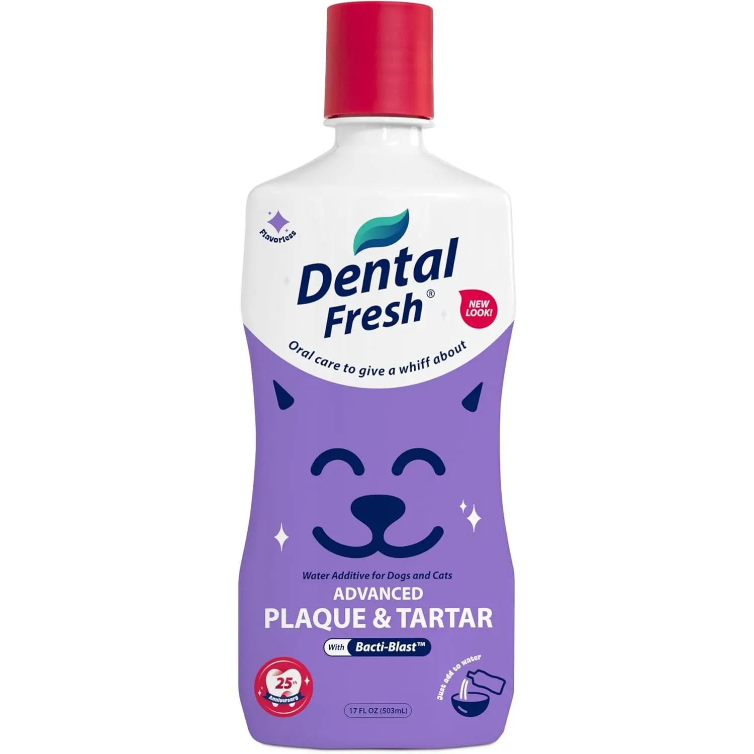 Advanced Plaque & Tartar Support Water Additive for Dogs & Cats – Helps Freshen Breath and Clean Teeth Without Brushing – 17 fl oz
