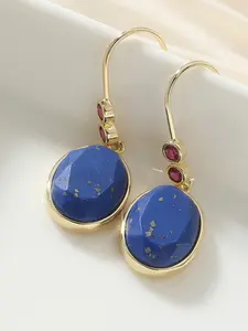 Vintage Copper Inlaid Synthetic Lapis Lazuli Earrings Pendant, Elegant Earings, Casual Style, All Seasons Jewelry