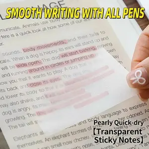 Transparent Strong Adhesive Colorful Sticky Notes, Sticker, Removable Reusable, Ideal for Reading Learning Recording, 6 Packs Total 300 Sheets