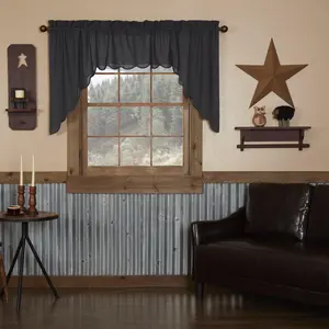 Country Blue Scalloped Swag Curtains